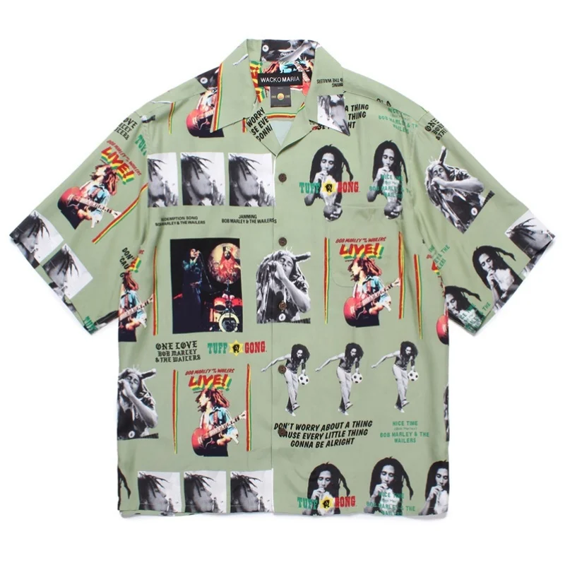 WACKO MARIA Beach Style Casual Vacation Hawaiian Short Sleeve Shirt Quality Brand Cuban Neck Mens Womens Shirt Tops