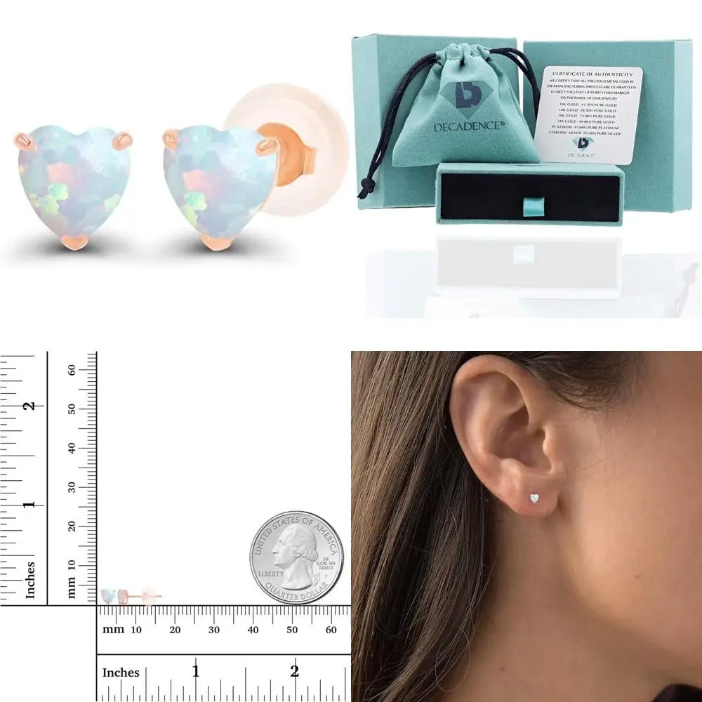 

Women's 14K Gold 4mm Heart Birthstone Stud Earrings - Hypoallergenic, Genuine Gemstone Options, Natural or Created Stones