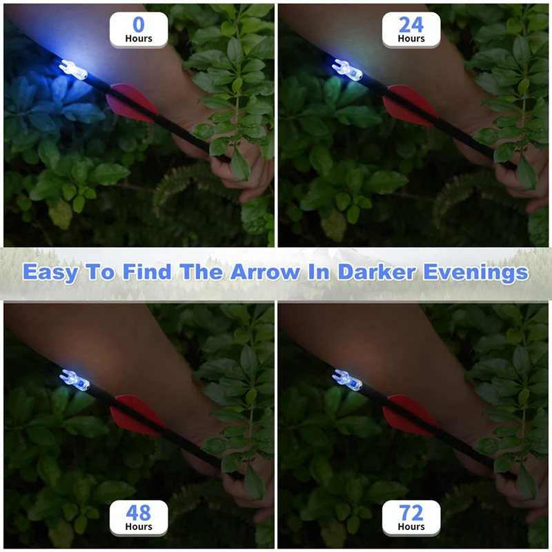 NEW-12PCS Lighted Nocks For Arrows With .204 Inside Diameter, High-Visibility Lighted Nocks, Lighted Arrows Nocks