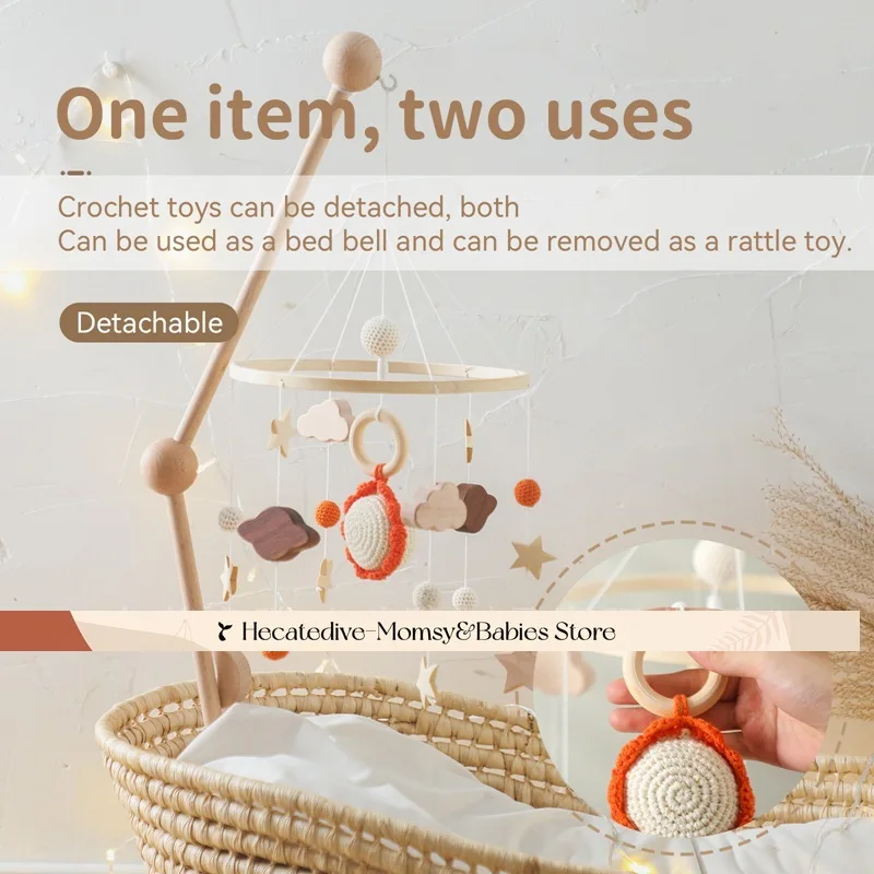 【꼭 있어야 할】아기 딸랑이 및 모빌 Amigurumi Sky Friends 모바일 ​   교육용 장난감 미니 장식 0-12개월 아기 물건