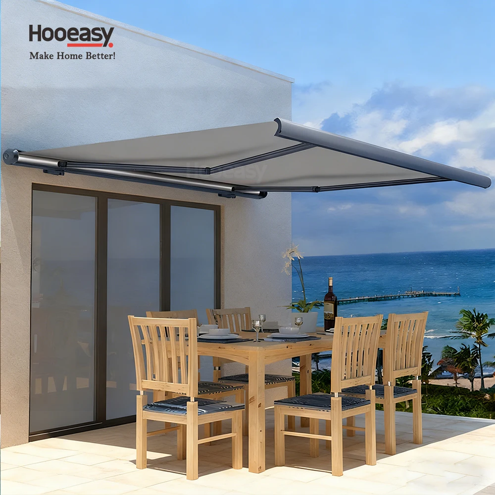 Hooeasy Garden Awning Outdoor Roof Terrace Sunshade Aluminium Electric Awning