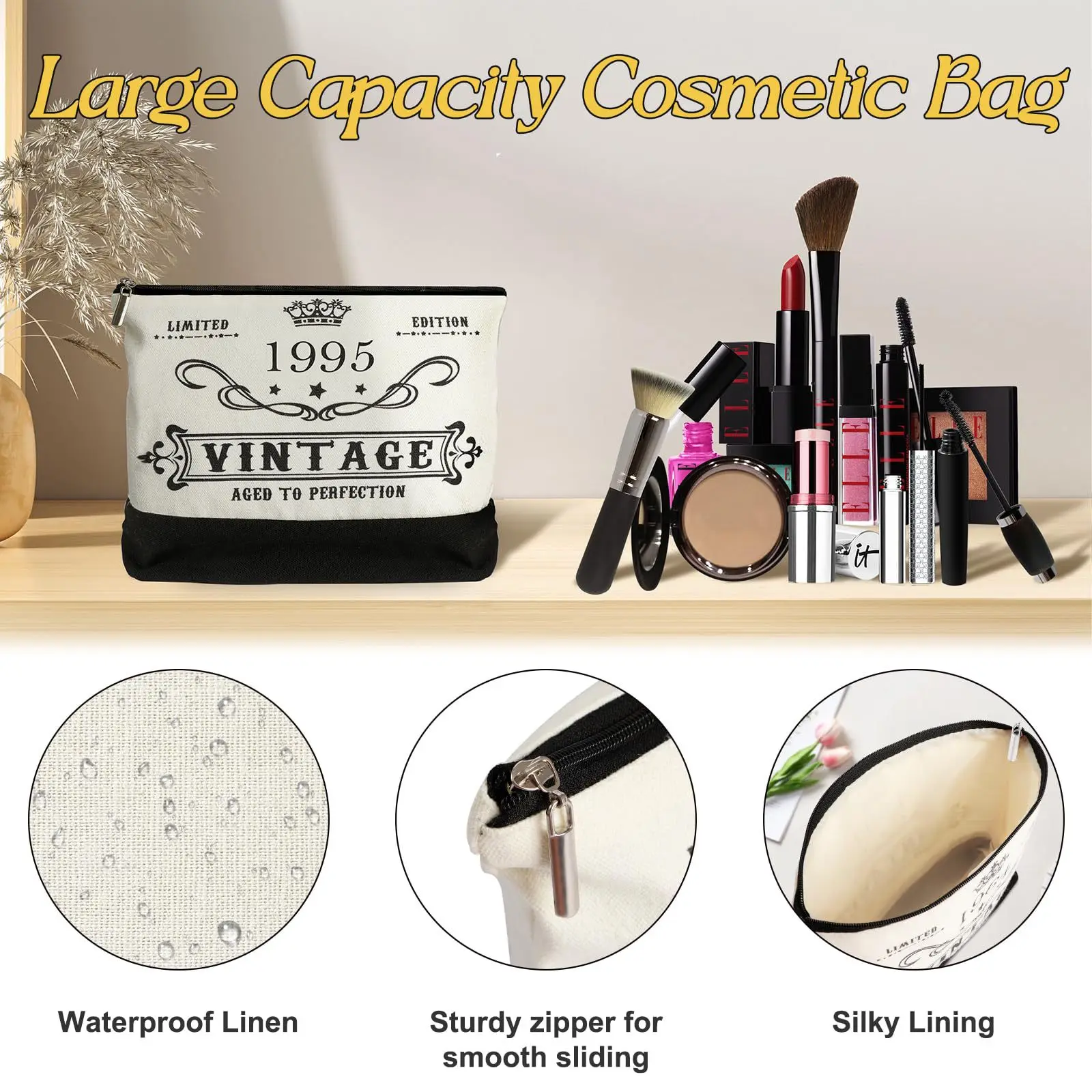 حقيبة حمل قماش عتيقة 1995 بنمط مخصص ونص هدية مثالية للأصدقاء والزملاء رائعة للتسوق واليومية