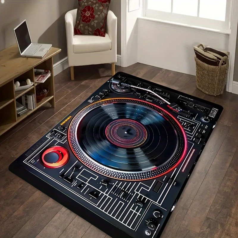 Retro Turntable Design Non-Slip Floor Mat - Indoor and Outdoor Absorbent Floor Mat for Home Decor, Perfect for Any Room