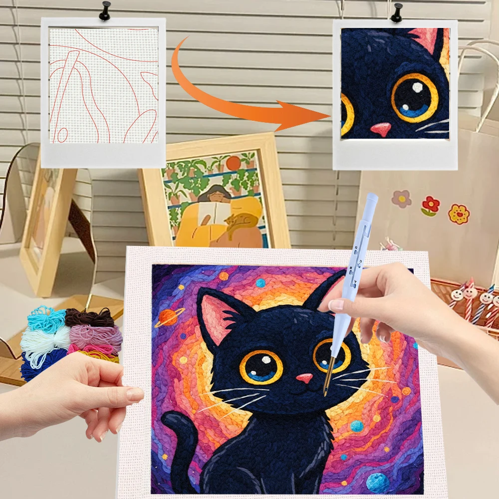 

Набор для вышивания «сделай сам», «Черный кот» для начинающих, набор для шитья игл, вышивка крестиком, рукоделие, набор для рукоделия, домашняя живопись