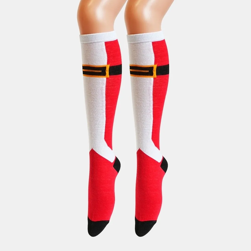Warm Striped Knee High Socks Holiday Xmas Gifts Knee High Stockings Performance Stretchy Christmas Santa Stockings Unisex