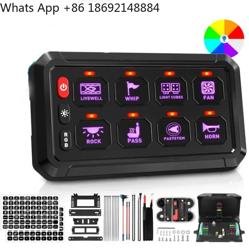 Eight-button Twelve-button Touch Switch Panel for RV Yacht with Bluetooth APP Control Mobile Phone RGB Adjustable