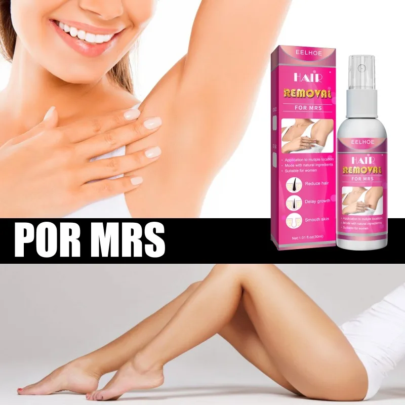 Pulverizador de depilación suave de axila, refrescante, no irritante, delicado, liso, indoloro, inhibidor del crecimiento del cabello, reparación de