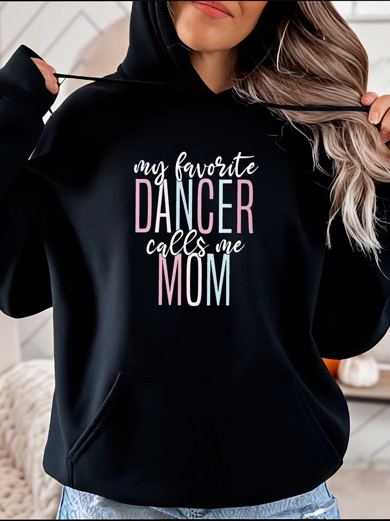 

Толстовка с принтом My Favorite Dancer Calls Me Mom, повседневная модная женская толстовка с карманом для танцевальных мам, повседневная одежда