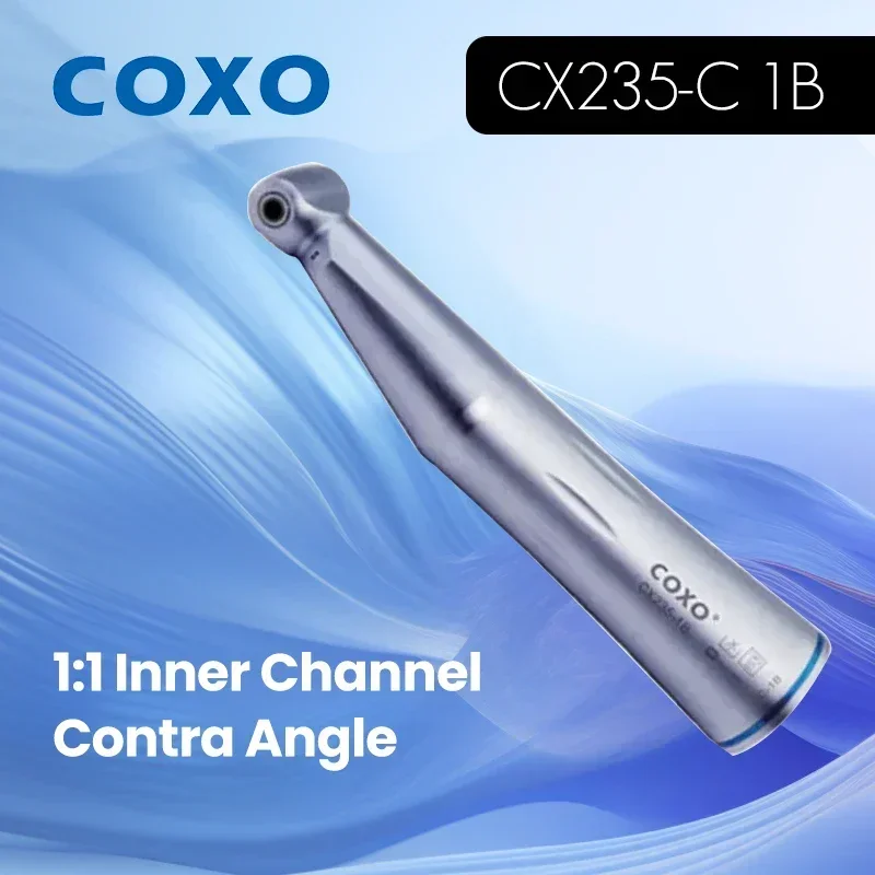 

COXO CX235-C 1B Electric Motor Compatible Low-Speed Contra Angle Handpiece 1:1 Inner Channel Transmission for Dental Procedures