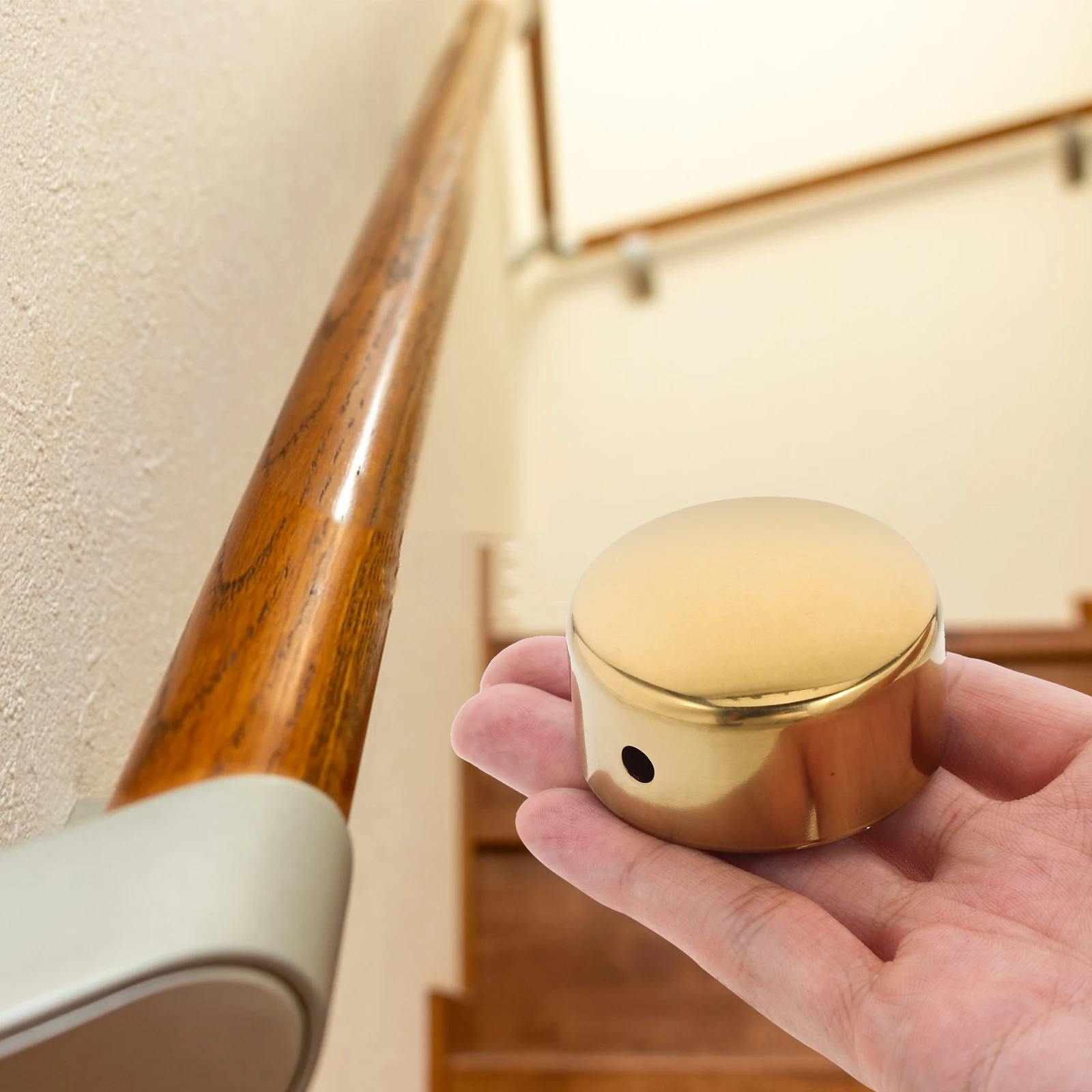 

2pcs Stainless Steel Round Sealing Cover Secure Fit Easy Installation For Staircase Steps Stair Handrail Fittings