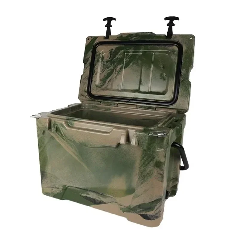 Camouflage Rotomolded Ice Cooler with Handle Camping Freezer Box for Outdoor Picnics Traveling