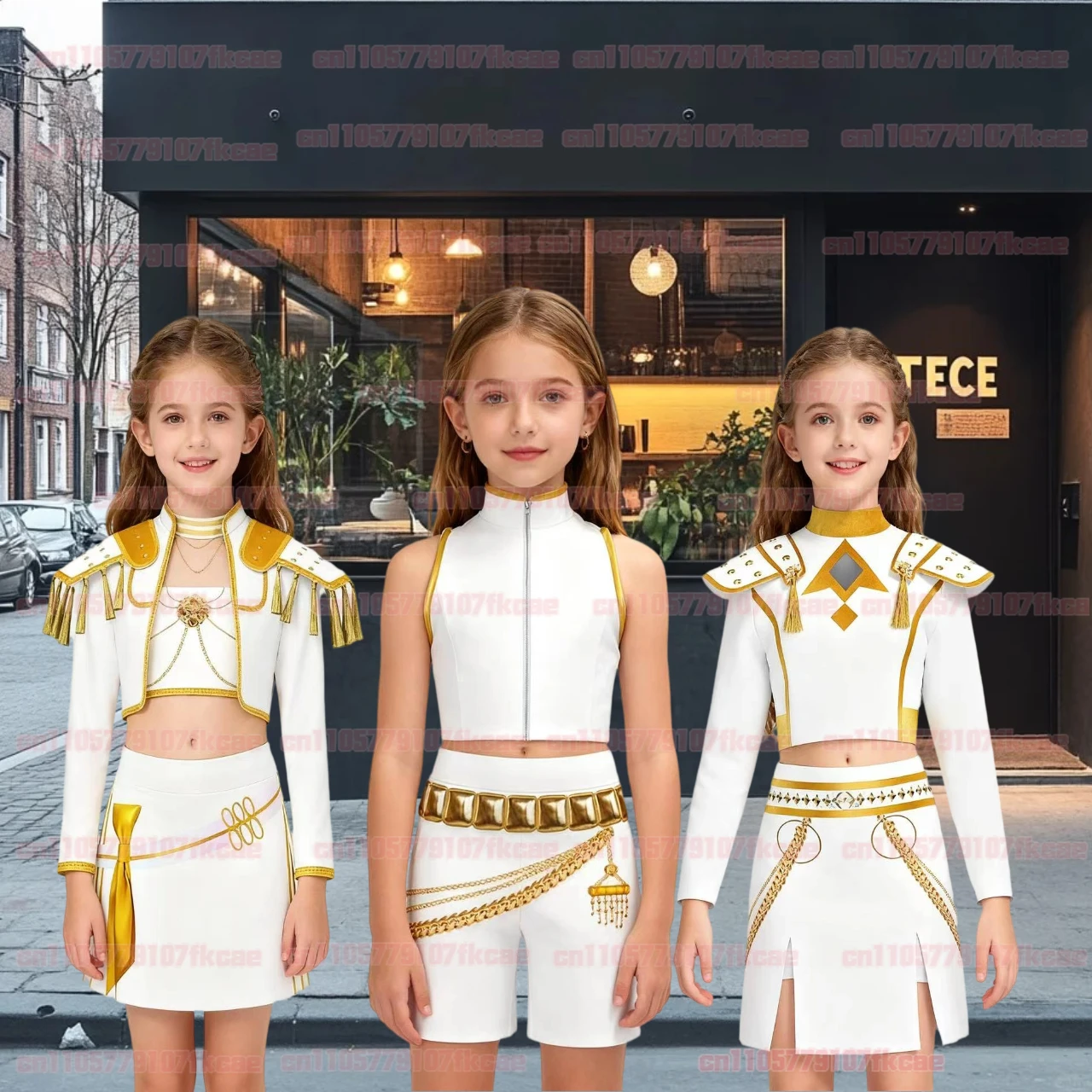 

Christmas gift KPOP Women Girl Demon Hunters Cosplay Rumi Mira Zoey White Uniform Costume or Wig Halloween costume for girls