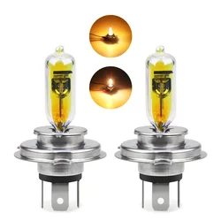 2pcs H4 60/55W Halogen Lights H4 12V 55W Golden Yellow Halogen Headlight Hi Lo Beam Fog Lights H4 P43T Light Bulbs Car Accessory