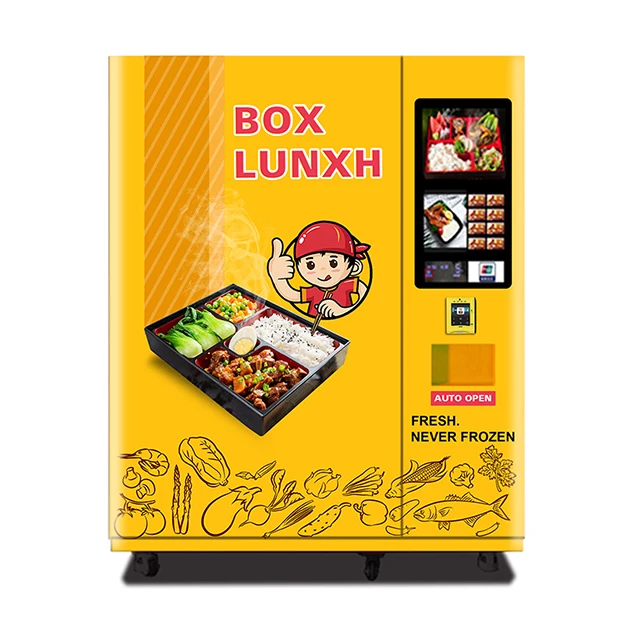 Customized Automatic Hot Food Vending Machine Smart Dispenser With Microwave for Cooked Meals Pizza Burgers and Boxed Lunches
