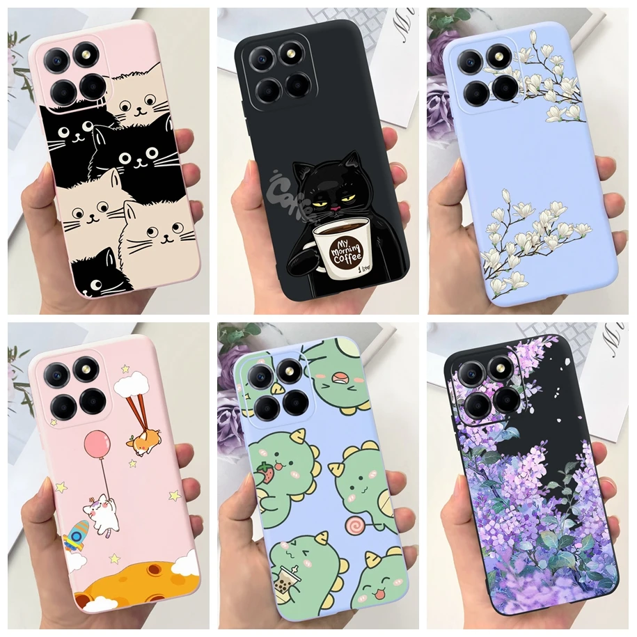 For Cover Honor X8 Phone Case TFY-LX1 TFY-LX2 TFY-LX3 Bumper Popular Flower Cats Soft Cover For Honor 70 Lite X6 X6s X8 5G Funda