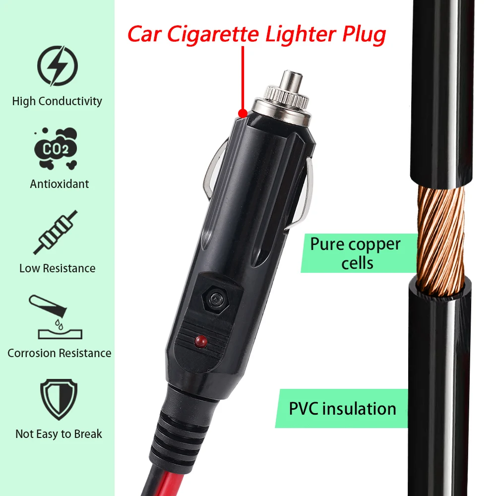 XT60 female H-turn point cigarette end 10FT 14AWG 20A insurance car charger and XT60 adapter lines cars to solar generators