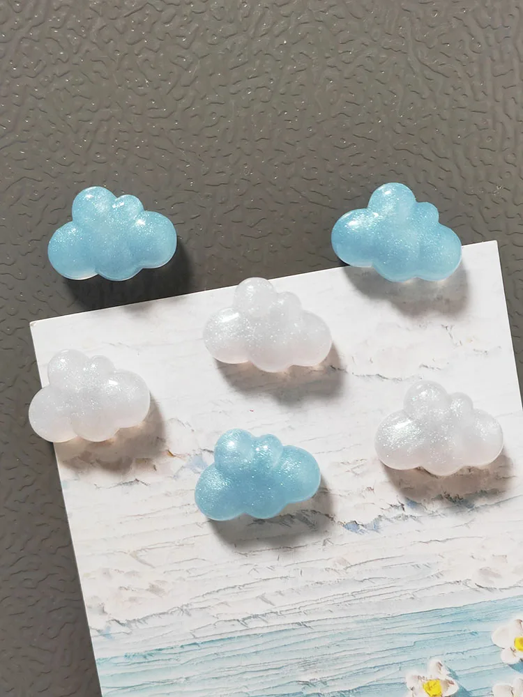 6-teiliges Glitzer-Wolken-Design Kühlschrankmagnete in Weiß / Blau für Küche, Kühlschrank, Heim-DIY-Dekoration – Detail 4