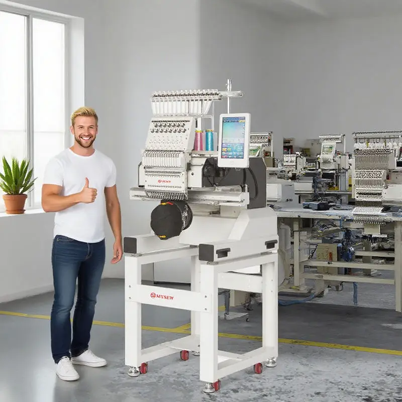 MYSEW MBC1501 Industrial High Speed Single Head 15 Needles Automatic Computerized Cap Embroidery Machine for T-shirt Shop