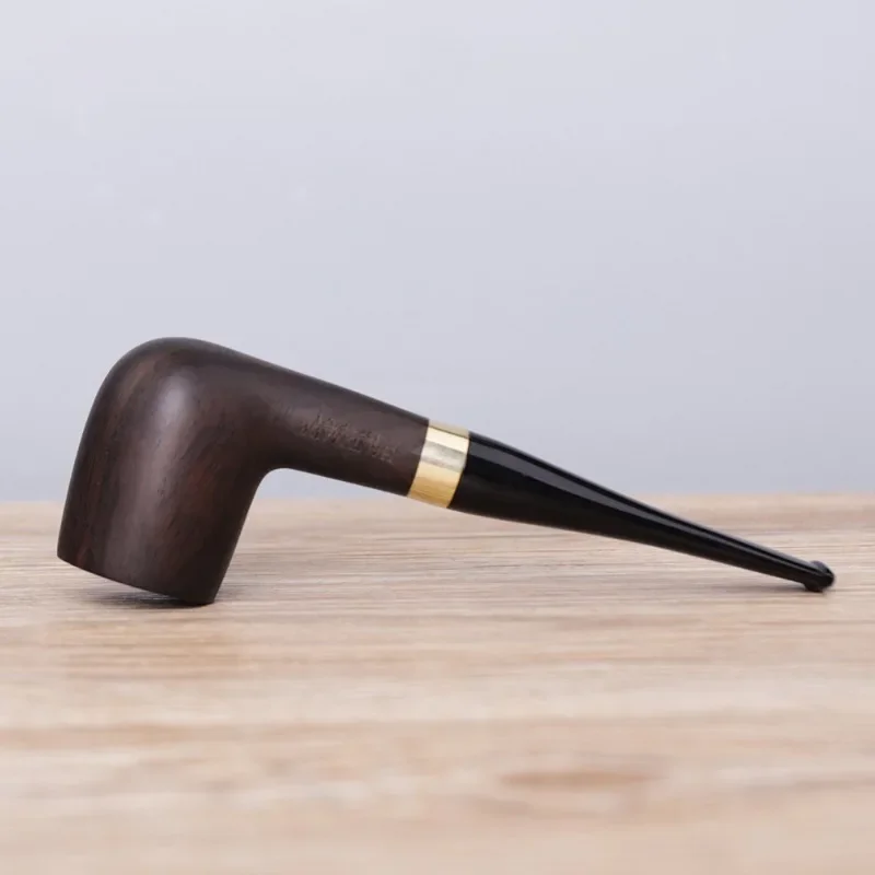 Multi Style Handmade Straight Stems Black Sandalwood Pipes Smoking Pipe with 9mm Filter Straight Pipe Holder for Father