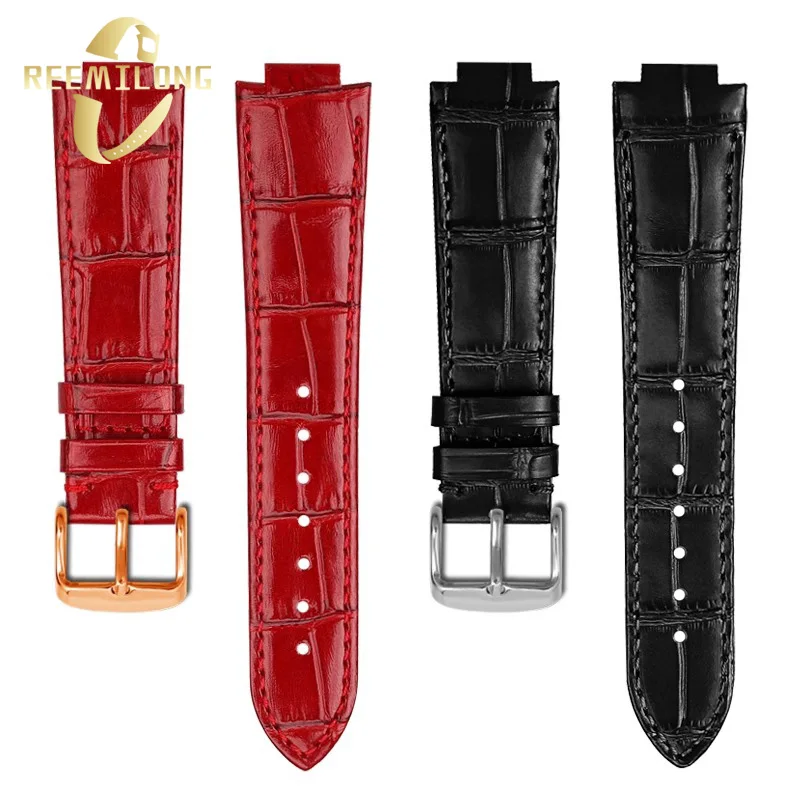 The first layer cowhide watchstrap 10 12mm Convex joint quick release black brown white red watchband For Louis Vuitton TAMBOUR