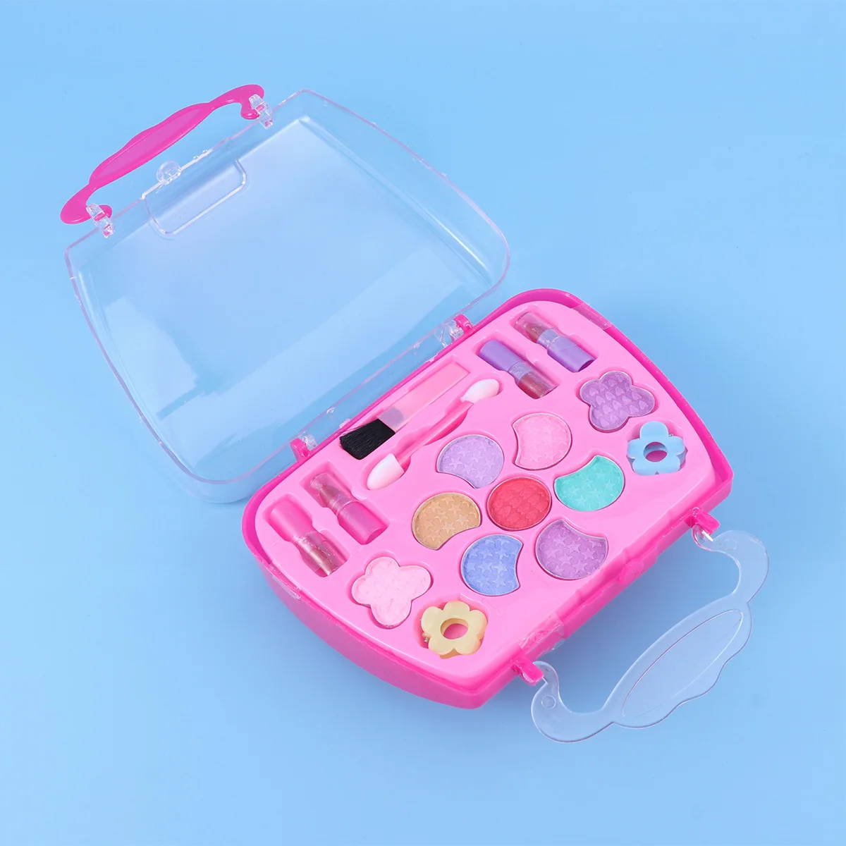 Meisjes Kids Make-up Case Aardbeivorm Vanity Draagbare Carrying Carry Storage Set Veilig voor kinderen Verjaardagscadeau