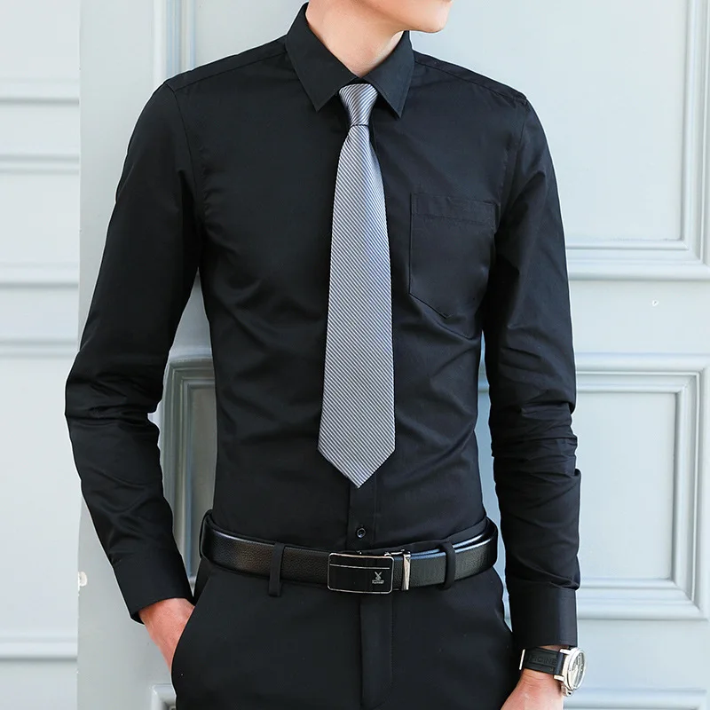 

Весенне-осенняя униформа для персонала, мужская рубашка, однотонные белые рубашки обычного кроя для мужчин, классические рубашки с длинными рукавами, мужские рубашки