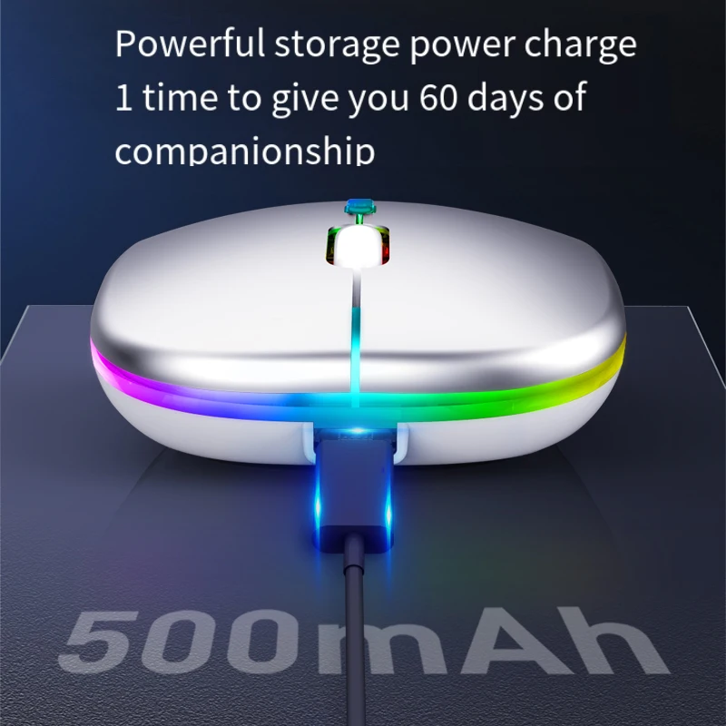 Wireless Bluetooth 5.0 Mouse For Tablet Laptop Computer Mini Ultra Thin Wireless Mice Rechargeab 2.4GHz Mute Button