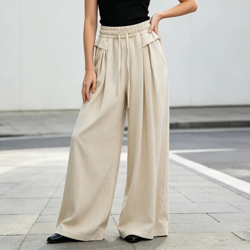 Casual Lightweight High Waist Solid Color Loose Fit Women's Skirt Pants Summer Fashion New High Waist Long Wide Leg Pants