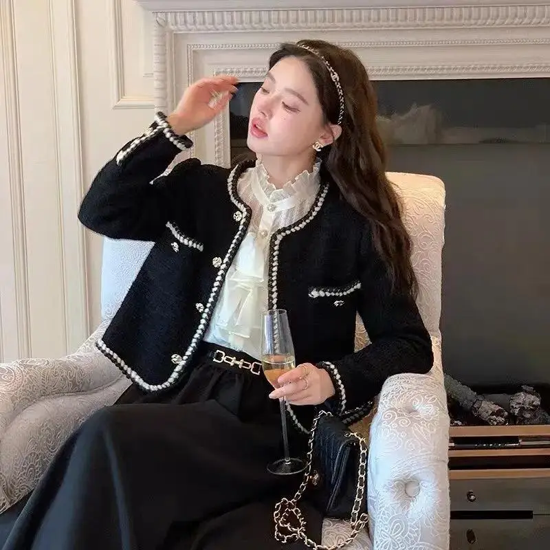 

Весна 2025: Новая коллекция! Элегантный твидовый жакет в стиле ретро для женщин, прямой крой, с пуговицами и 3D-принтом.