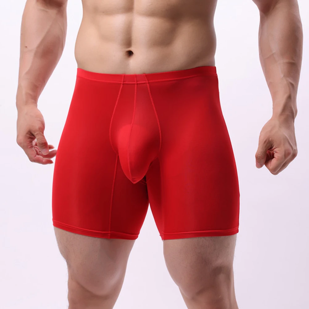 Mens Sexy Briefs Middle Waist Underwear Home Shorts Underpants Sexy Transparent Panties Lengthening Wear Resistant Leg