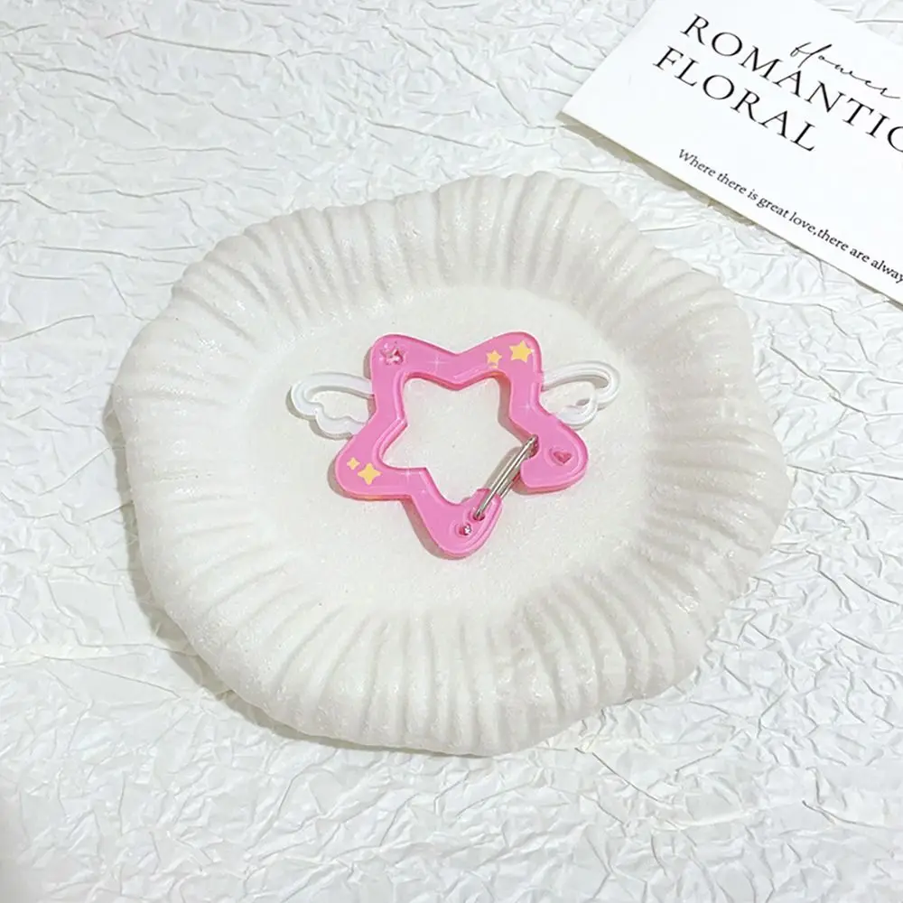 Climbing Hook Acrylic Cartoon Carabiner Star with Wing Piggy Blueberry Cake Keychain Snowman Cat Kitty Keyring Bag Hanging