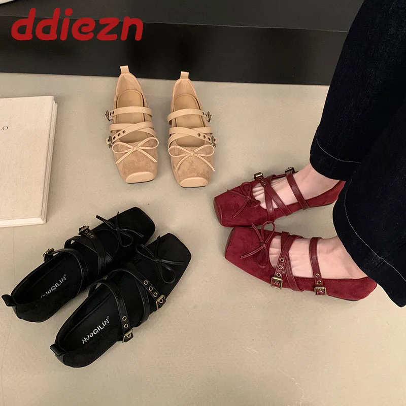 

Женская роскошная обувь на плоской подошве с мелким модным ремешком и пряжкой, женская обувь на плоской подошве с узлом-бабочкой, женская обувь Мэри Джейн на плоской подошве