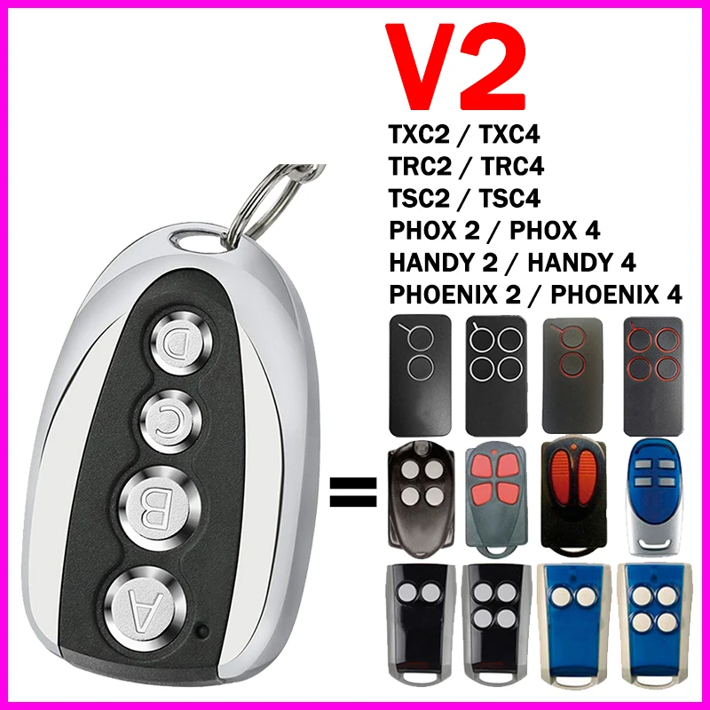 V2 Remote Control PHOENIX2 PHOX2 PHOENIX4 PHOX4 TSC2 TSC4 TRC2 TRC4 TXC2 TXC4 HANDY2 HANDY4 Electric Gate Control 433.92MHz