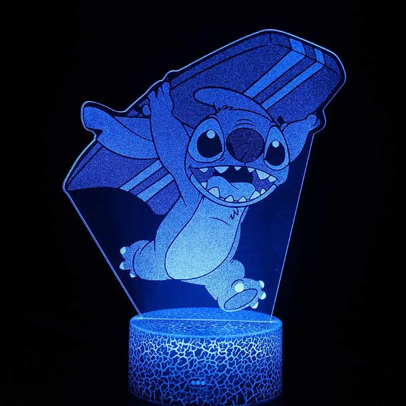 Avengers Acrylic 3D Lamp Lilo&Stitch Illusion Night Light Stitch Polychrome Remote Control LED Table Lamp Kid Gift Anime Figure