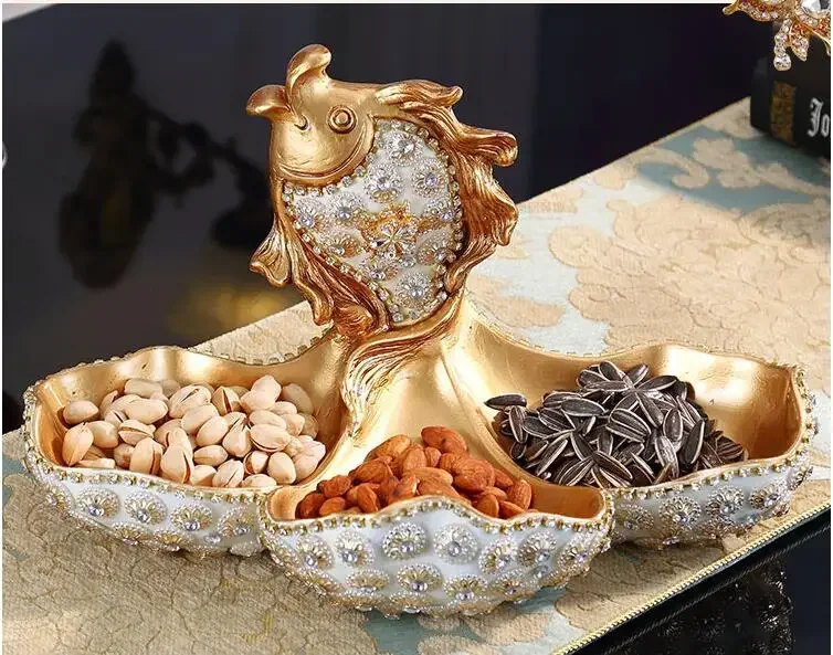 # Plato de aperitivos de fruta y pescado de resina americana, accesorios para el hogar, sala de estar, figuritas de escritorio, manualidades, decoración de mesa de centro, adorno