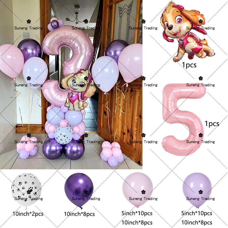 Paw Patrol Balloon Bouquet Set Bulbasaur Human Figure Aluminum Balloon Decor Supplies Kids Birthday Party Gift