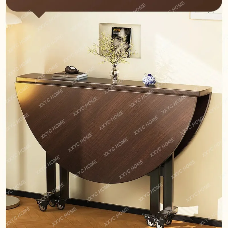 XX Folding round table household rental small apartment movable folding dining table  high sense