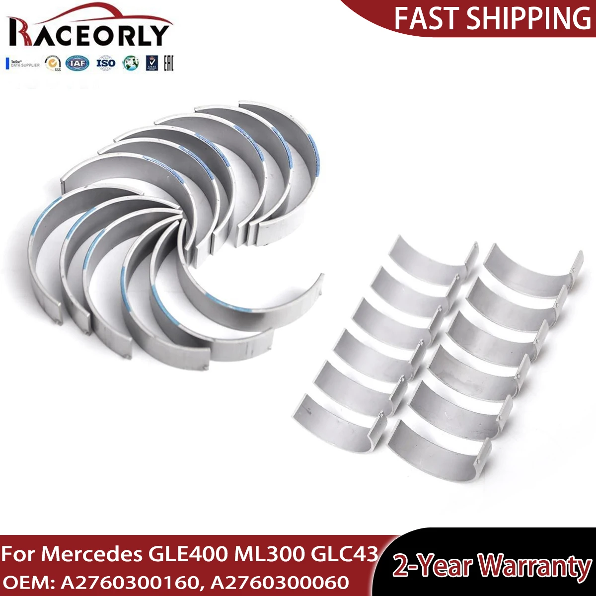 Engine Main & Rod Bearings Kit STD For Mercedes M276 A2760300160, A2760300060 GLE400 ML300 GLC43