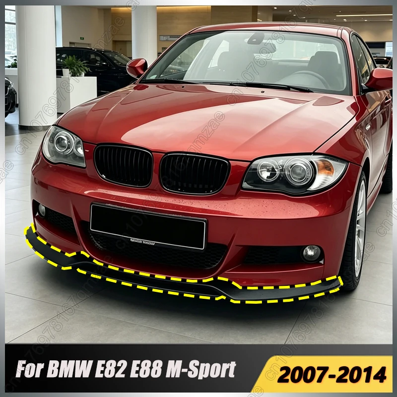 

4PCS Car Front Bumper Lip Splitter For BMW 1 Series E82 E88 M-Sport Coupe/Cabrio 2007-2014 Bumper Canard Lip Splitter Body Kits