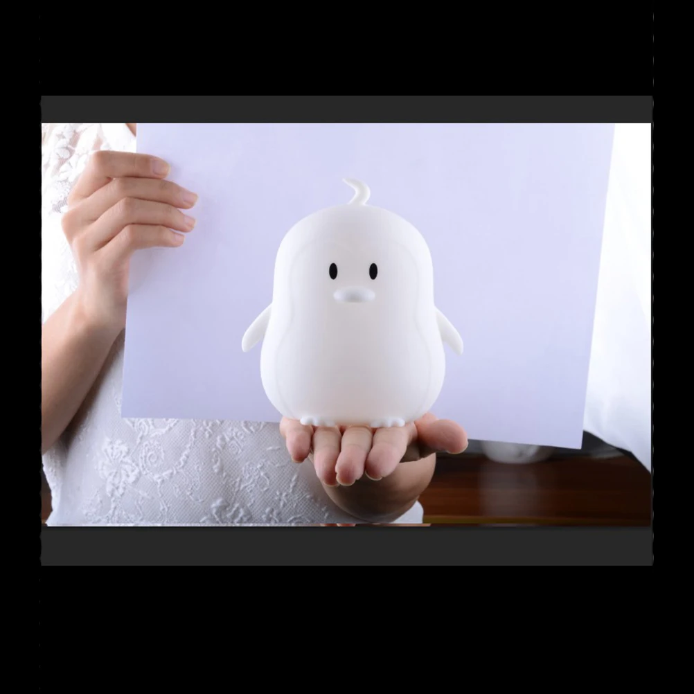 Creative Penguin Night Light LED Tap Control Operated Night Light Decor Lamp for Kids Bedroom Nursery Room (Colorful Lig