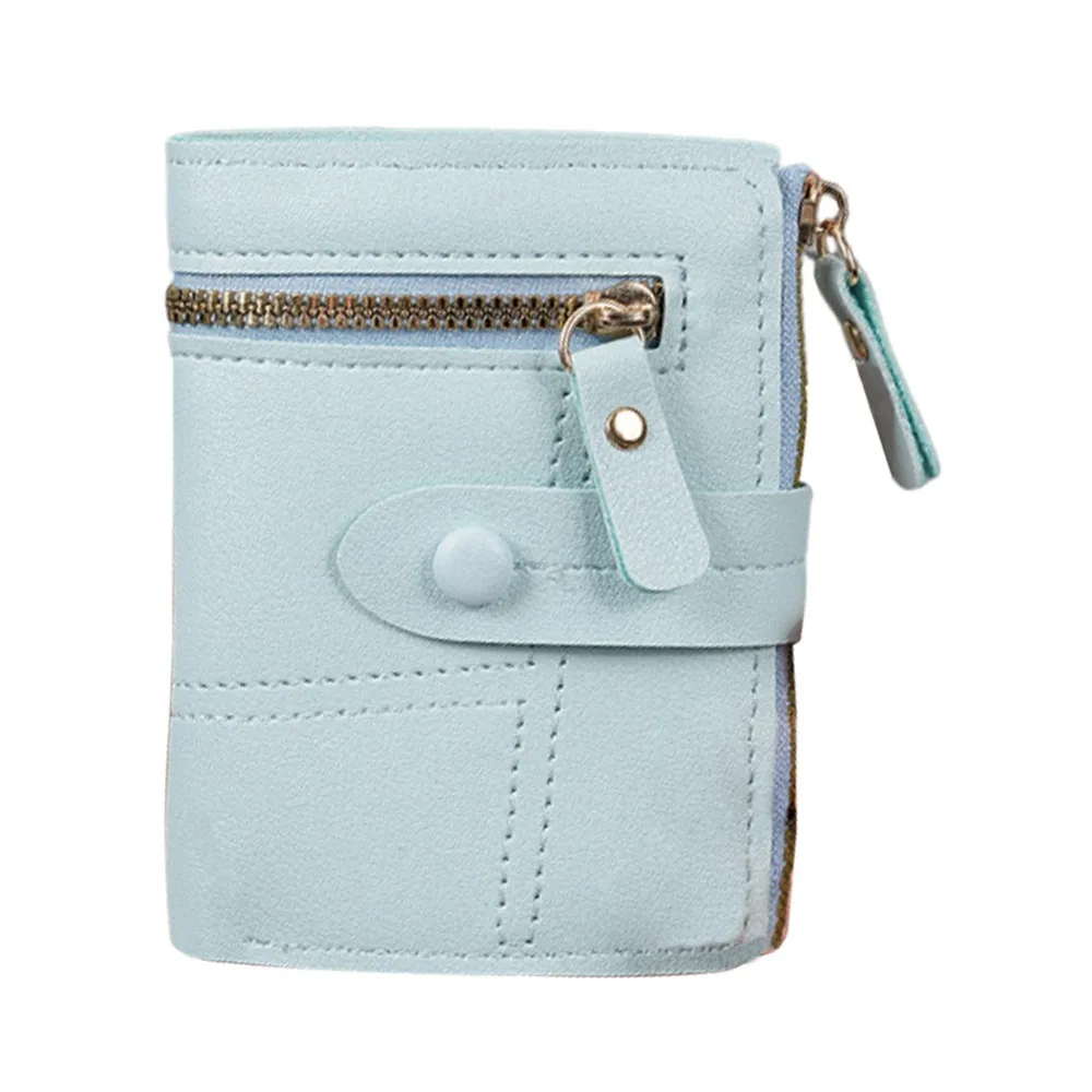 

Versatile Solid Color Button Wallet PU Leather Short Design Thin Wallet Ultra-Thin Female Wallet Ladies Use