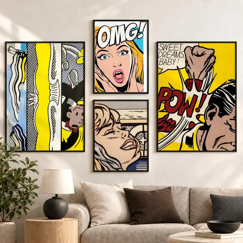Roy Lichtenstein Pop Art Classic Comic Style Aesthetic Poster Aesthetic Art Print for Bedroom & Living Room Decor, Unframed