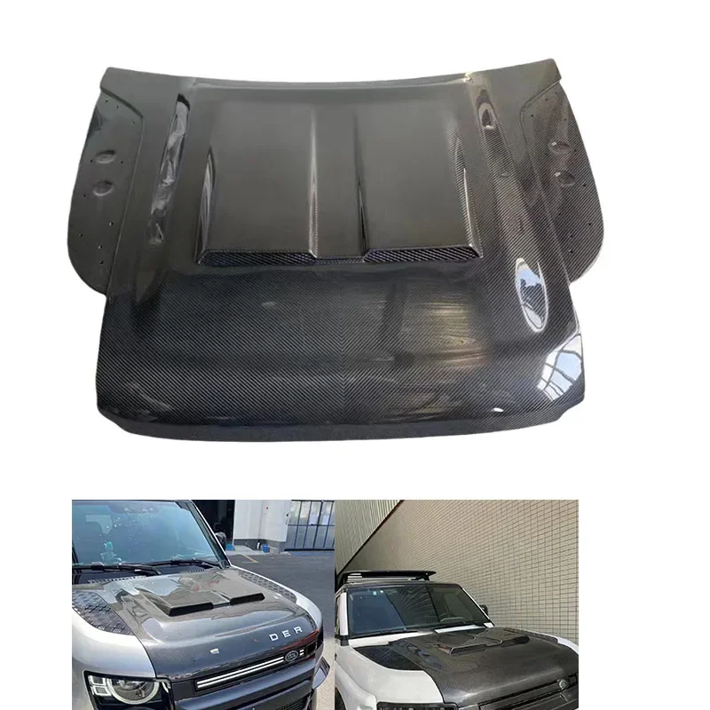 

High Quality Real Carbon Fiber Dry Hood For KN Style Land Rover Defender 90 110 Engine Body Kit Accessories