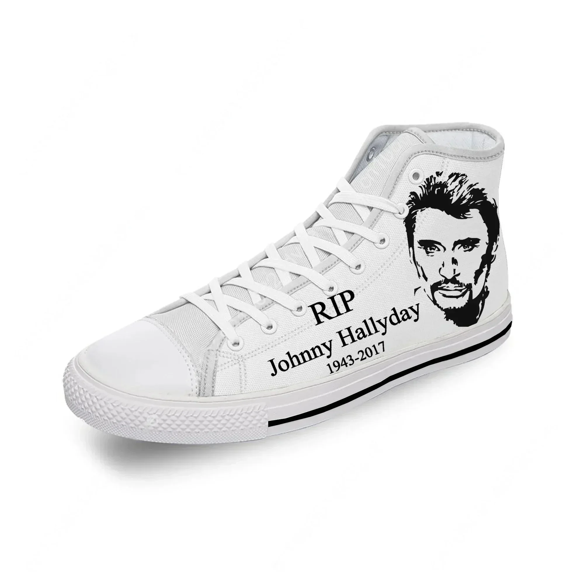 Frech Star Johnny Hallyday High Top Sneakers Mens Womens Casual Shoes Canvas Running Shoes 3D Print Lightweight Shoe