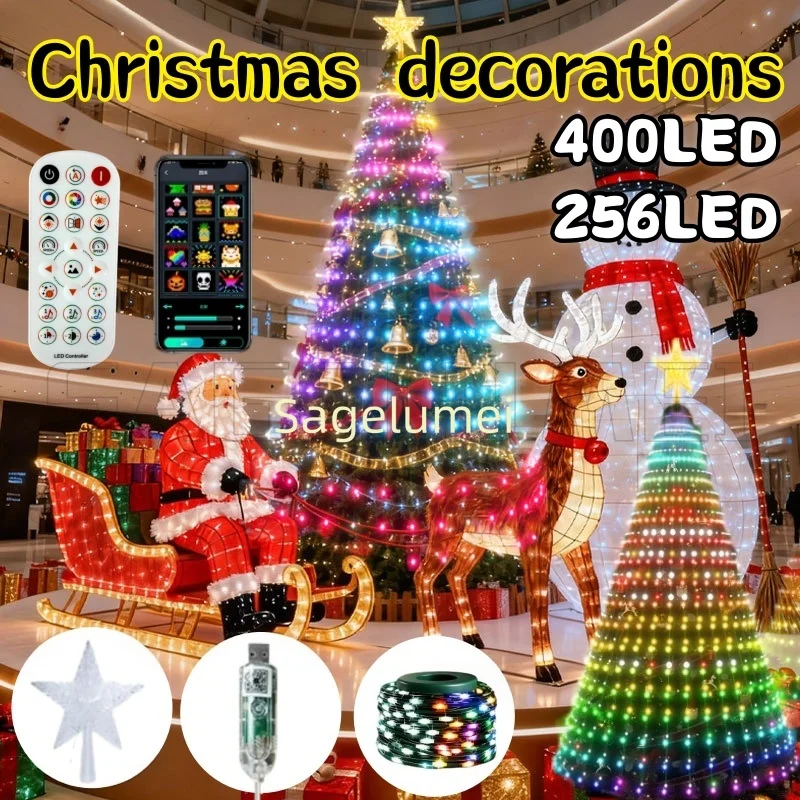 400Leds 1.8/2.1/2.4Meters Smart Christmas Tree Lights - Change Your Tree from Your Phone200+ Patterns, Addressable LEDs Create