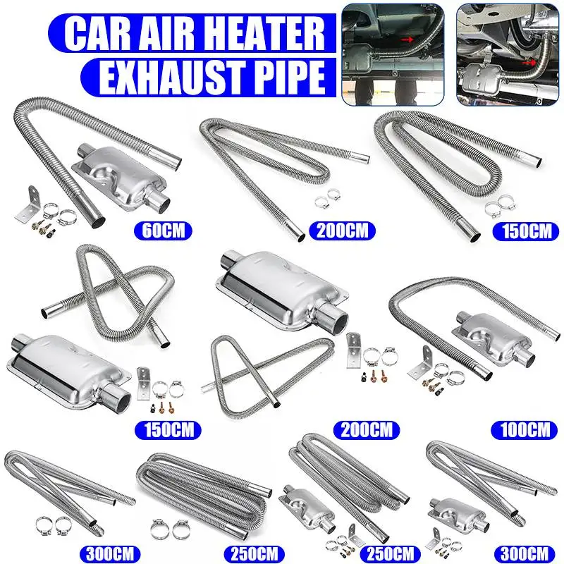 60-300cm Air Diesel Parking Heater Stainless Steel Exhaust Pipe Tube Gas Vent For Car Truck Van Boat Air Diesel Heaters