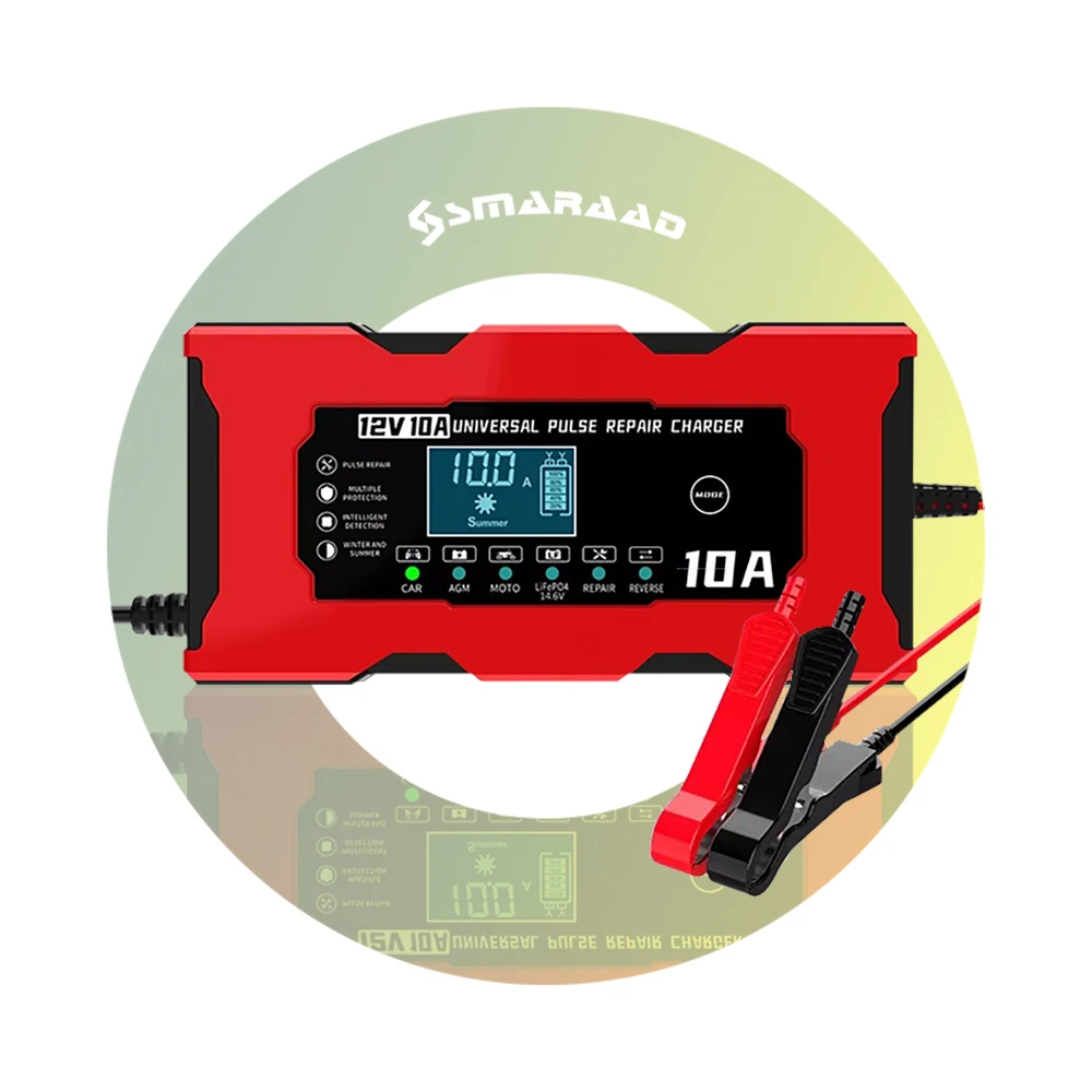 SMARAAD 12V 24V Automotive Motorcycle Battery Charging and Repair Device Lead Acid Battery Intelligent Repair LCD Display