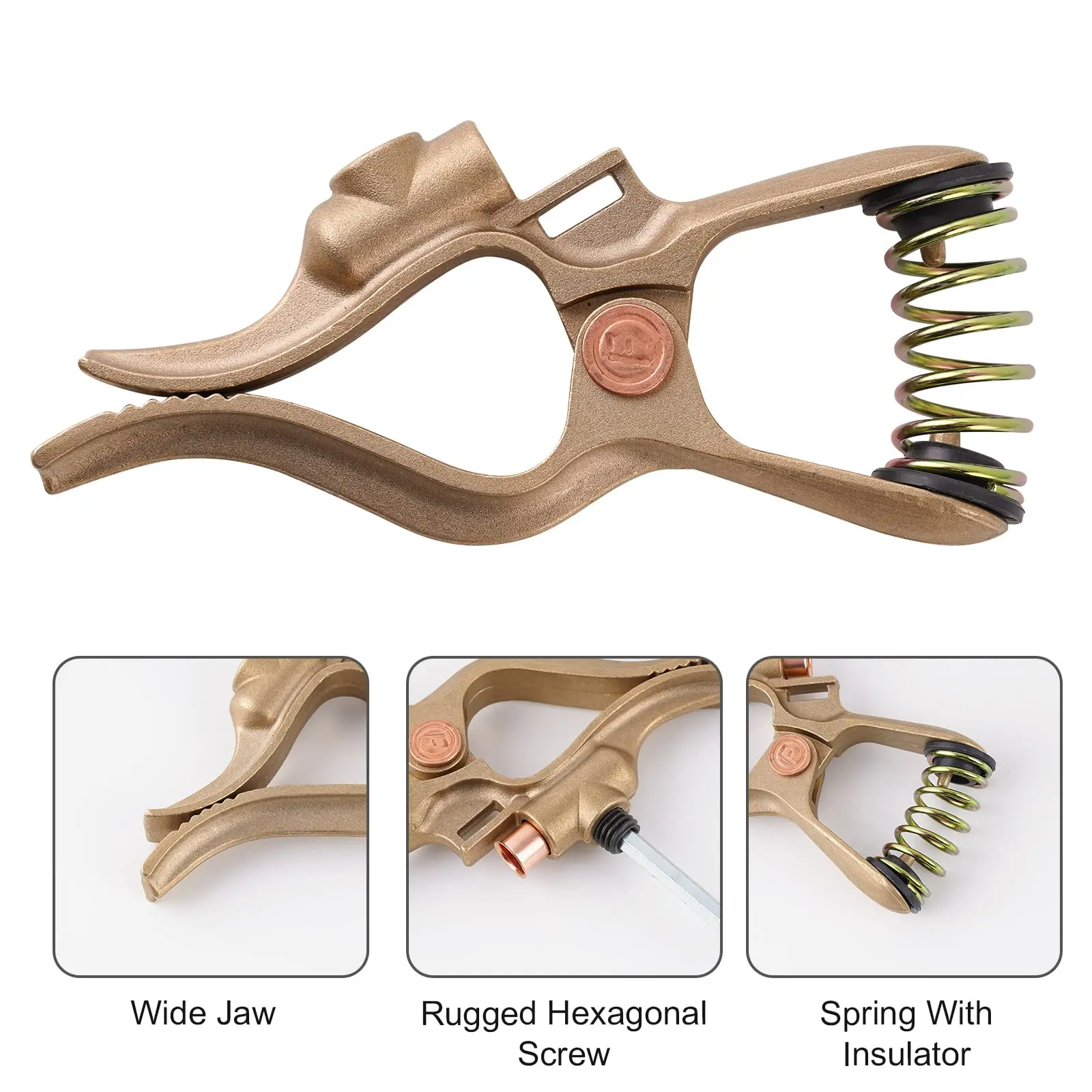 T-style Welding Ground Clamp 300-Amp Brass Welding Ground Earth Clamp For Welding - TIG/MIG/MMA Tig Welder