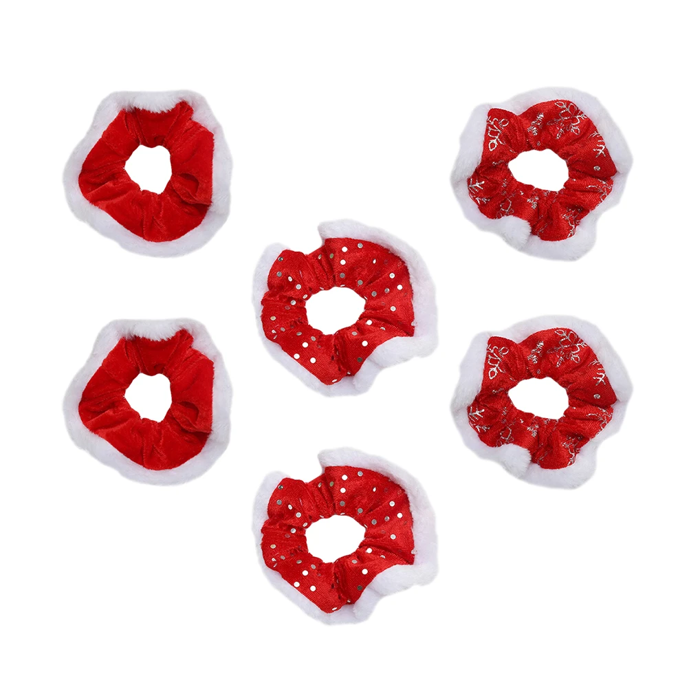 

6pcs Christmas Accessories Elastic Scrunchies for Women Girls Hair Ties Ponytail Holders Comfortable Thick Curly Hair