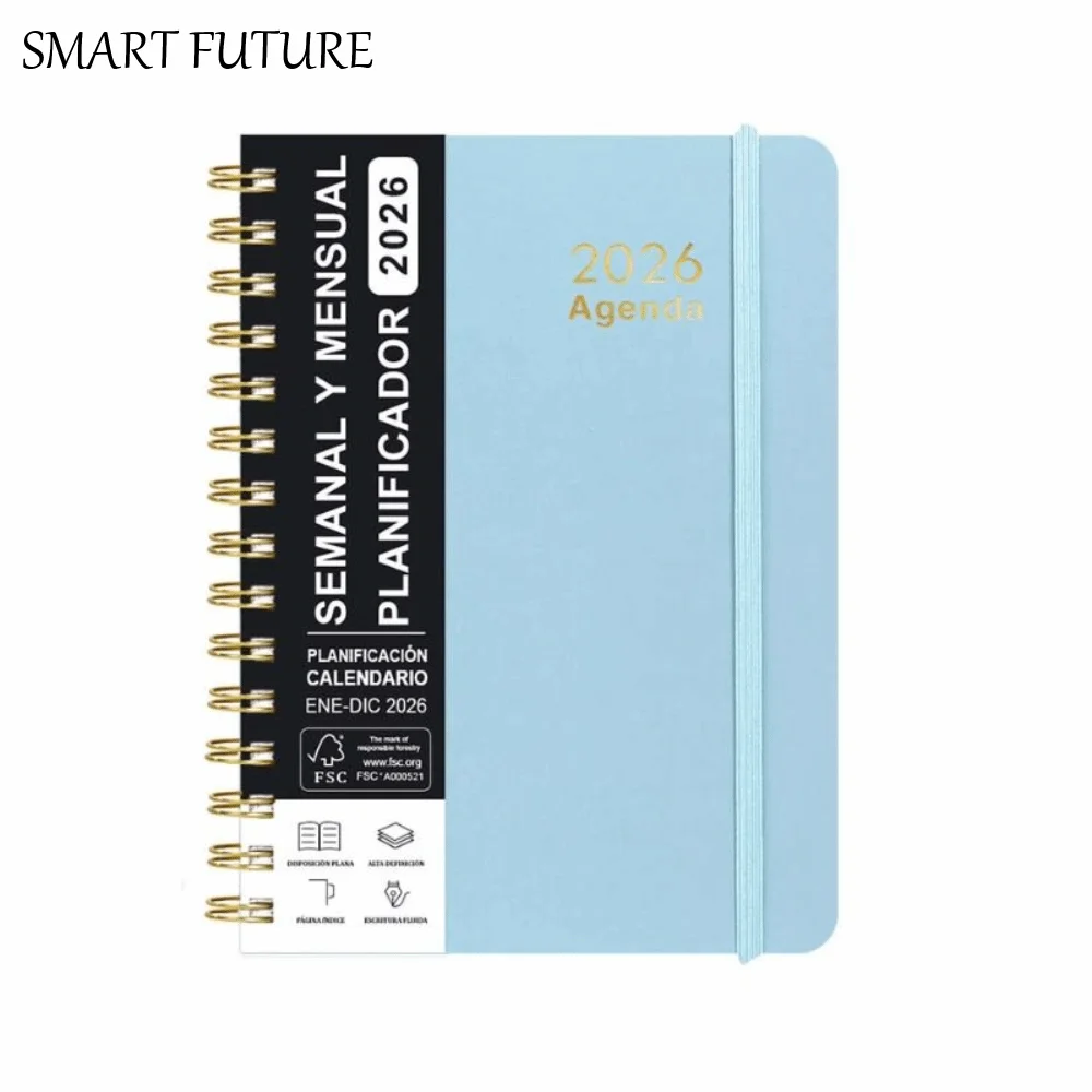 

Ежедневник-органайзер 2026 года, испанский, формат А5, на пружине, для саморазвития, многофункциональный, для школы